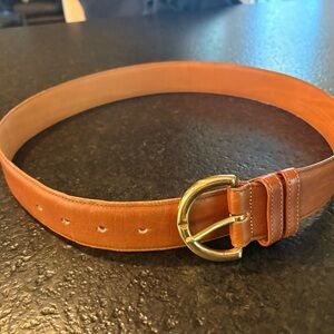 Coach Tan Leather Belt with Gold Buckle